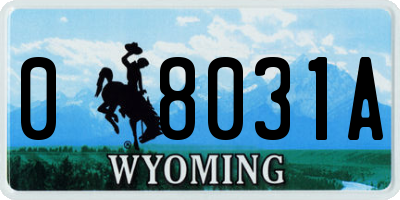 WY license plate 08031A