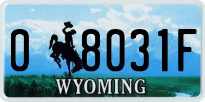 WY license plate 08031F