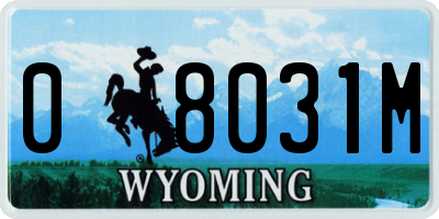 WY license plate 08031M