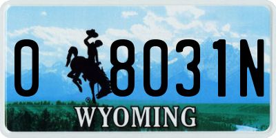 WY license plate 08031N