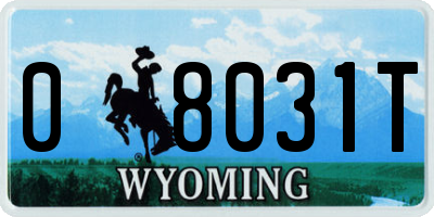 WY license plate 08031T