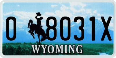 WY license plate 08031X