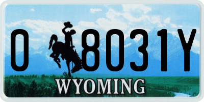 WY license plate 08031Y