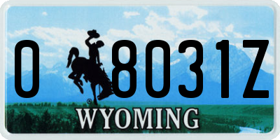 WY license plate 08031Z
