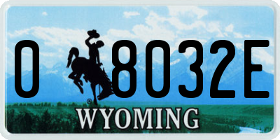 WY license plate 08032E