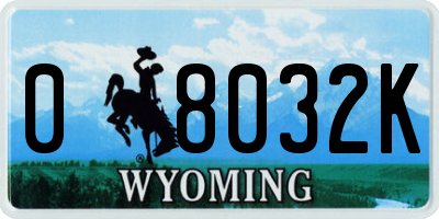WY license plate 08032K