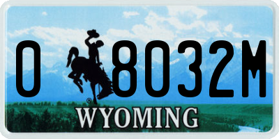 WY license plate 08032M