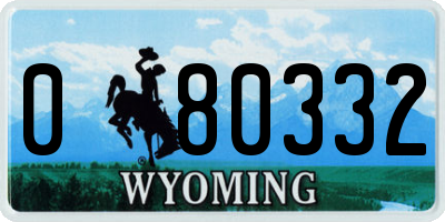 WY license plate 080332