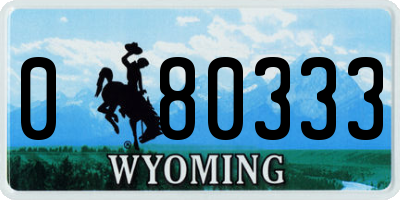 WY license plate 080333