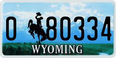 WY license plate 080334