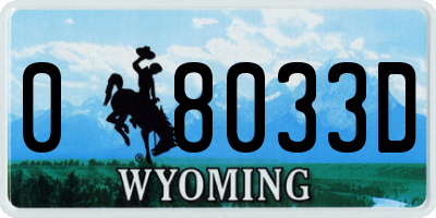 WY license plate 08033D