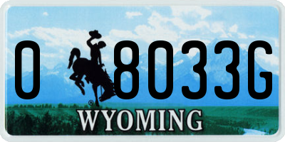 WY license plate 08033G