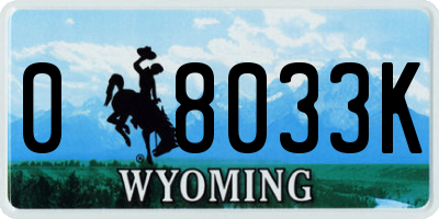 WY license plate 08033K