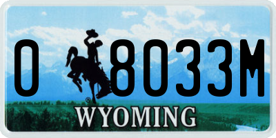 WY license plate 08033M