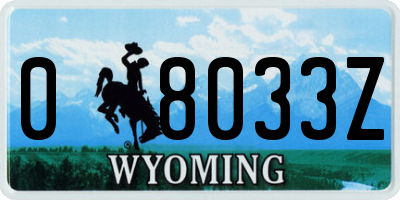 WY license plate 08033Z