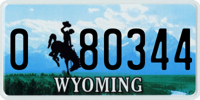 WY license plate 080344