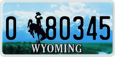 WY license plate 080345