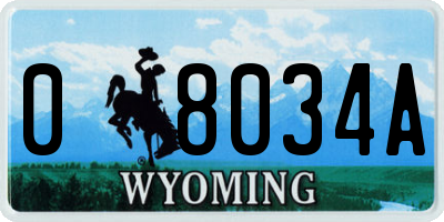 WY license plate 08034A
