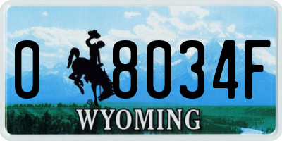 WY license plate 08034F