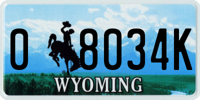 WY license plate 08034K