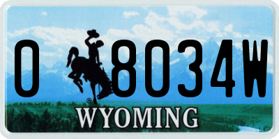WY license plate 08034W