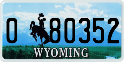 WY license plate 080352