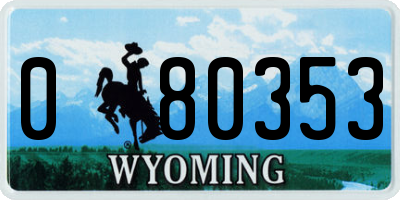 WY license plate 080353