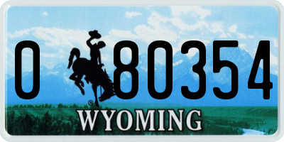 WY license plate 080354