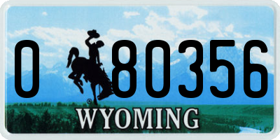 WY license plate 080356