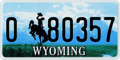 WY license plate 080357