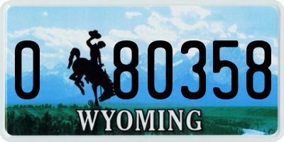 WY license plate 080358