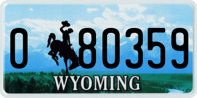 WY license plate 080359
