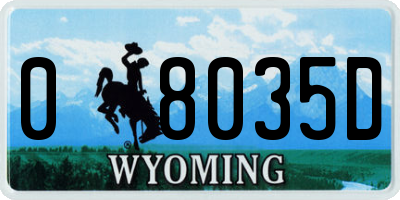 WY license plate 08035D