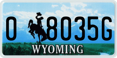 WY license plate 08035G