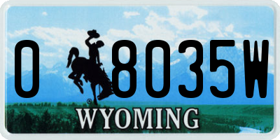 WY license plate 08035W