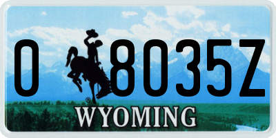 WY license plate 08035Z