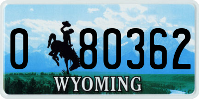 WY license plate 080362