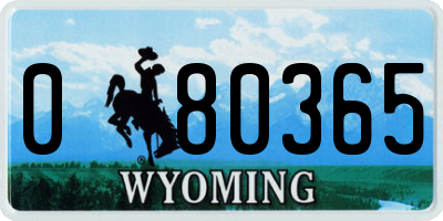 WY license plate 080365