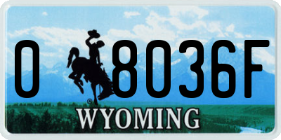 WY license plate 08036F