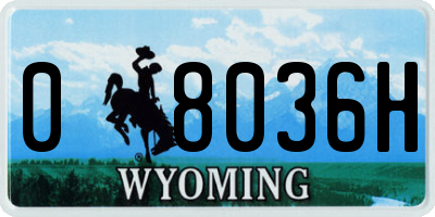 WY license plate 08036H