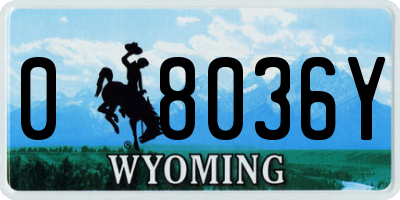 WY license plate 08036Y