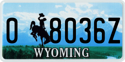 WY license plate 08036Z