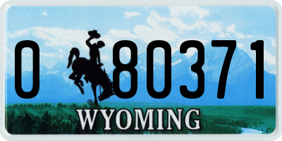 WY license plate 080371