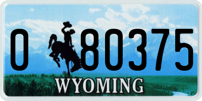 WY license plate 080375