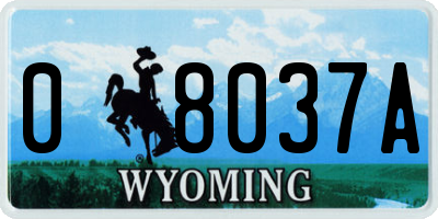 WY license plate 08037A