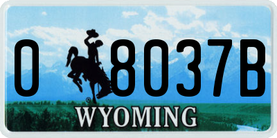 WY license plate 08037B