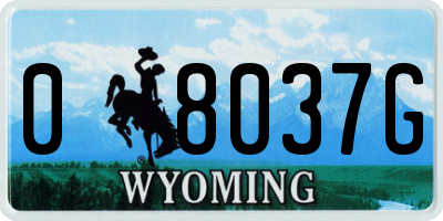 WY license plate 08037G