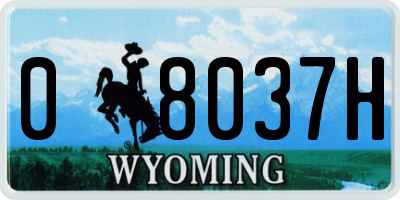 WY license plate 08037H