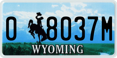 WY license plate 08037M