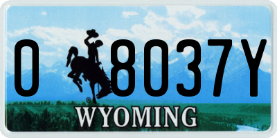 WY license plate 08037Y